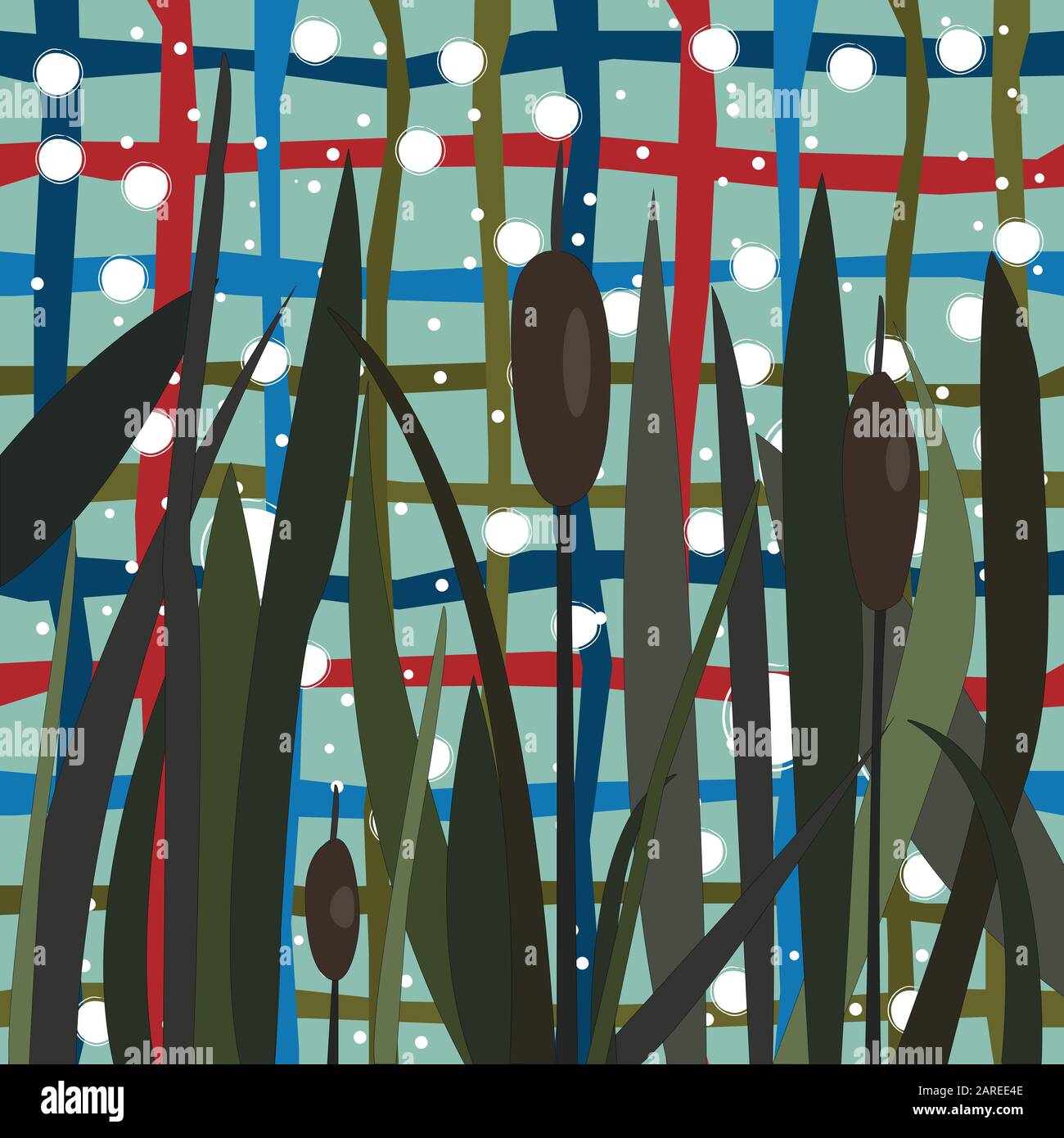 Bush of Swamp Reed on a Lake. vector Illustration Stock Vector