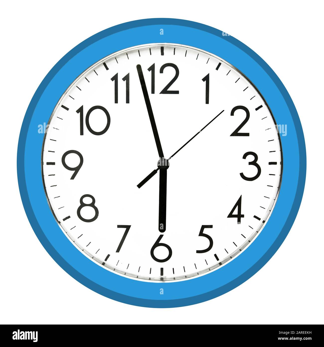 Blue wall clock. Isolated on white background. High quality photo Stock