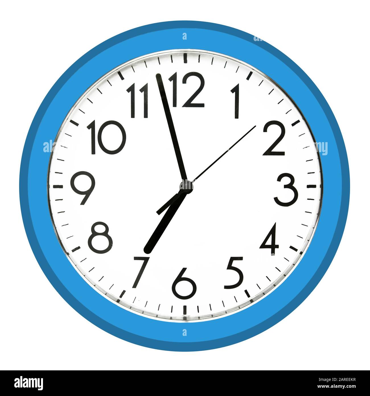 Blue wall clock. Isolated on white background. High quality photo Stock