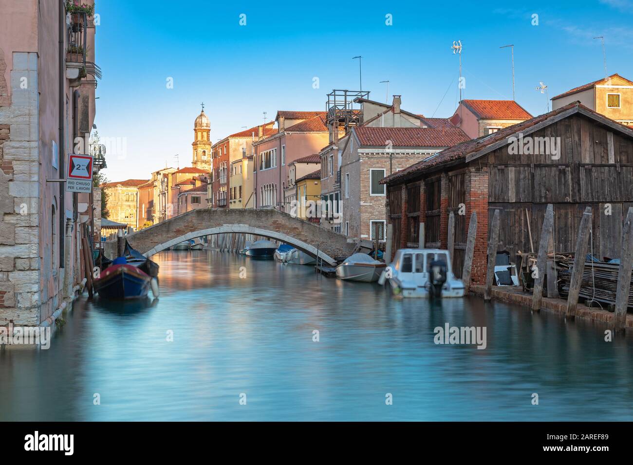 Side canal in Venice, Italy Stock Photo