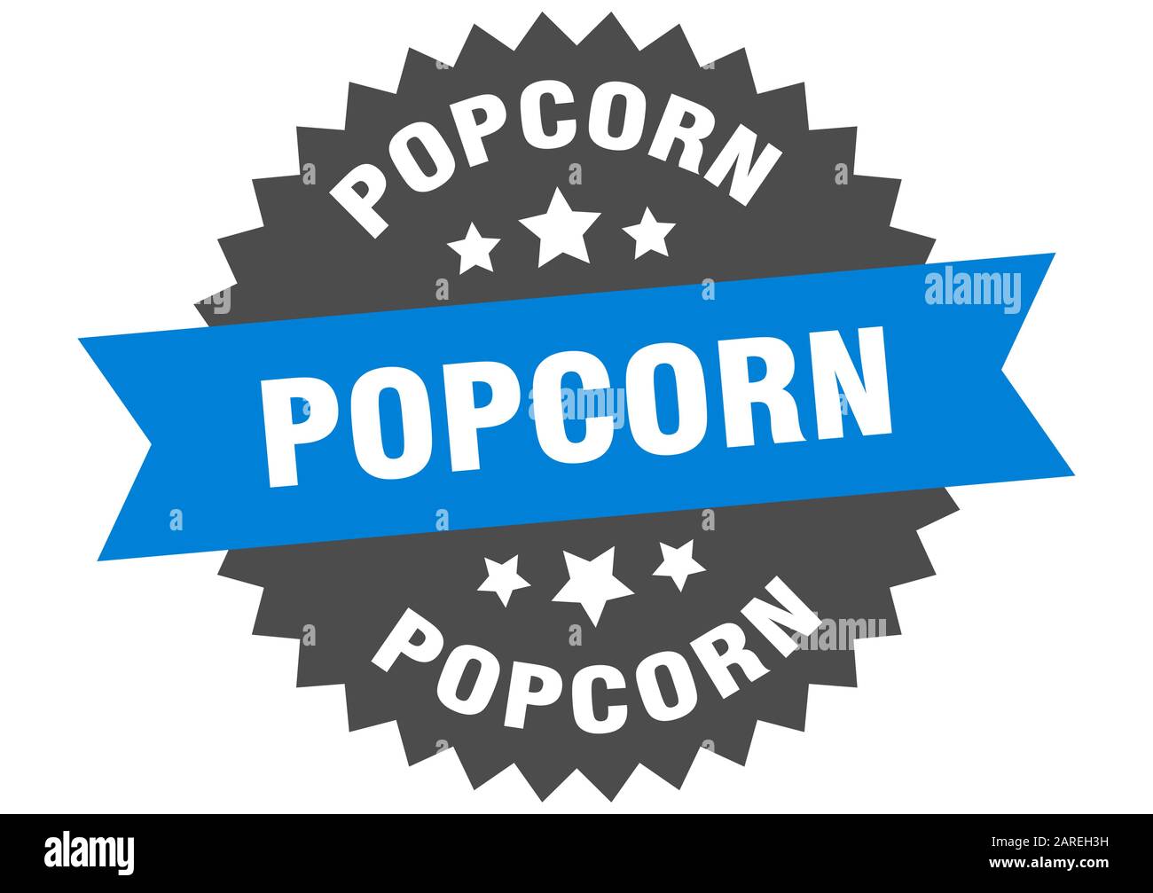 Popcorn Sign. Popcorn Circular Band Label. Round Popcorn Sticker Stock 