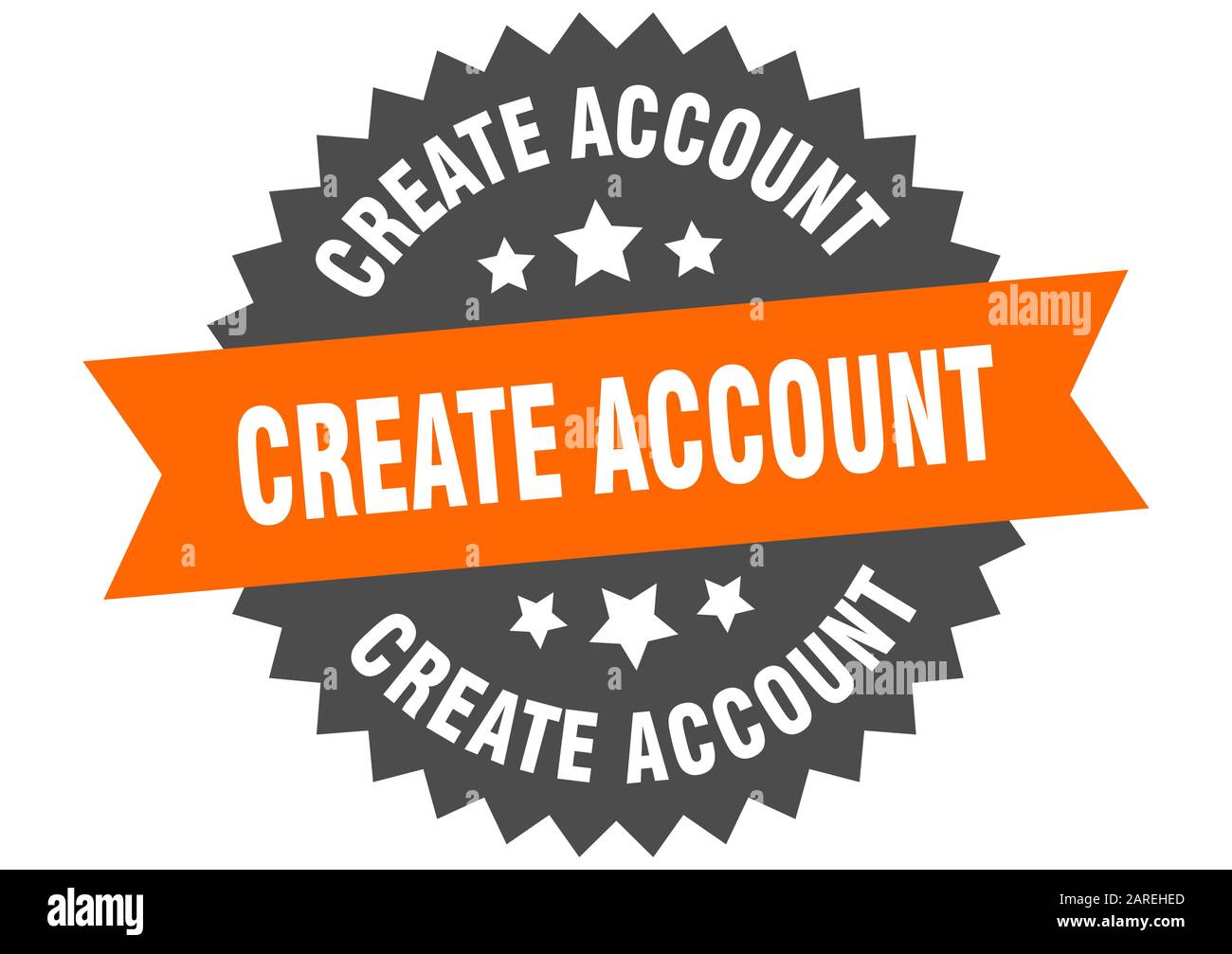 create account sign. create account circular band label. round create ...