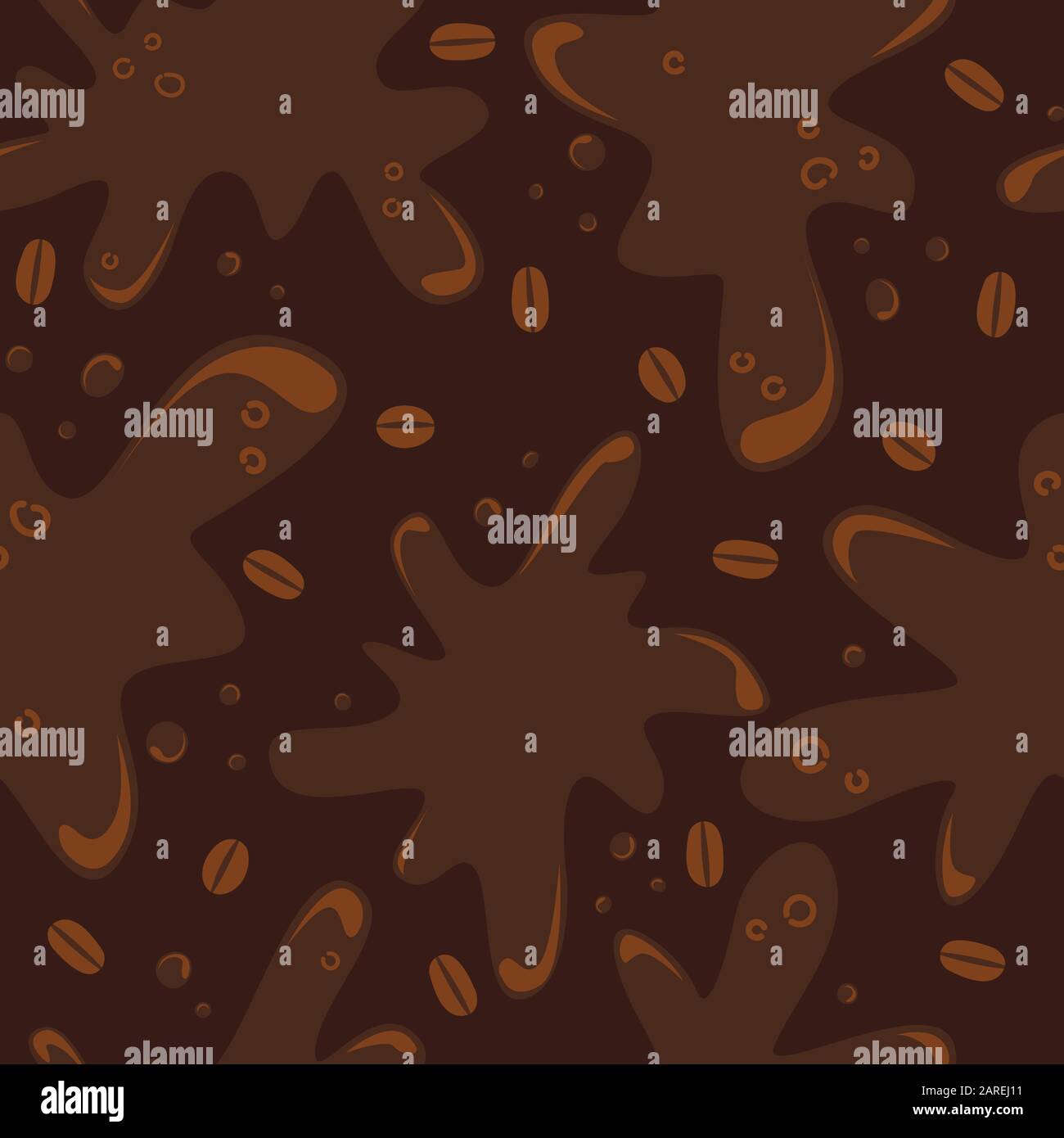 Vector brown seamless pattern of spilled coffee with a splash Stock ...