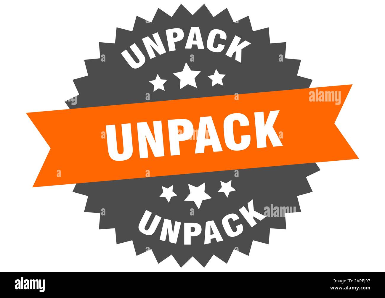 unpack sign. unpack circular band label. round unpack sticker Stock ...