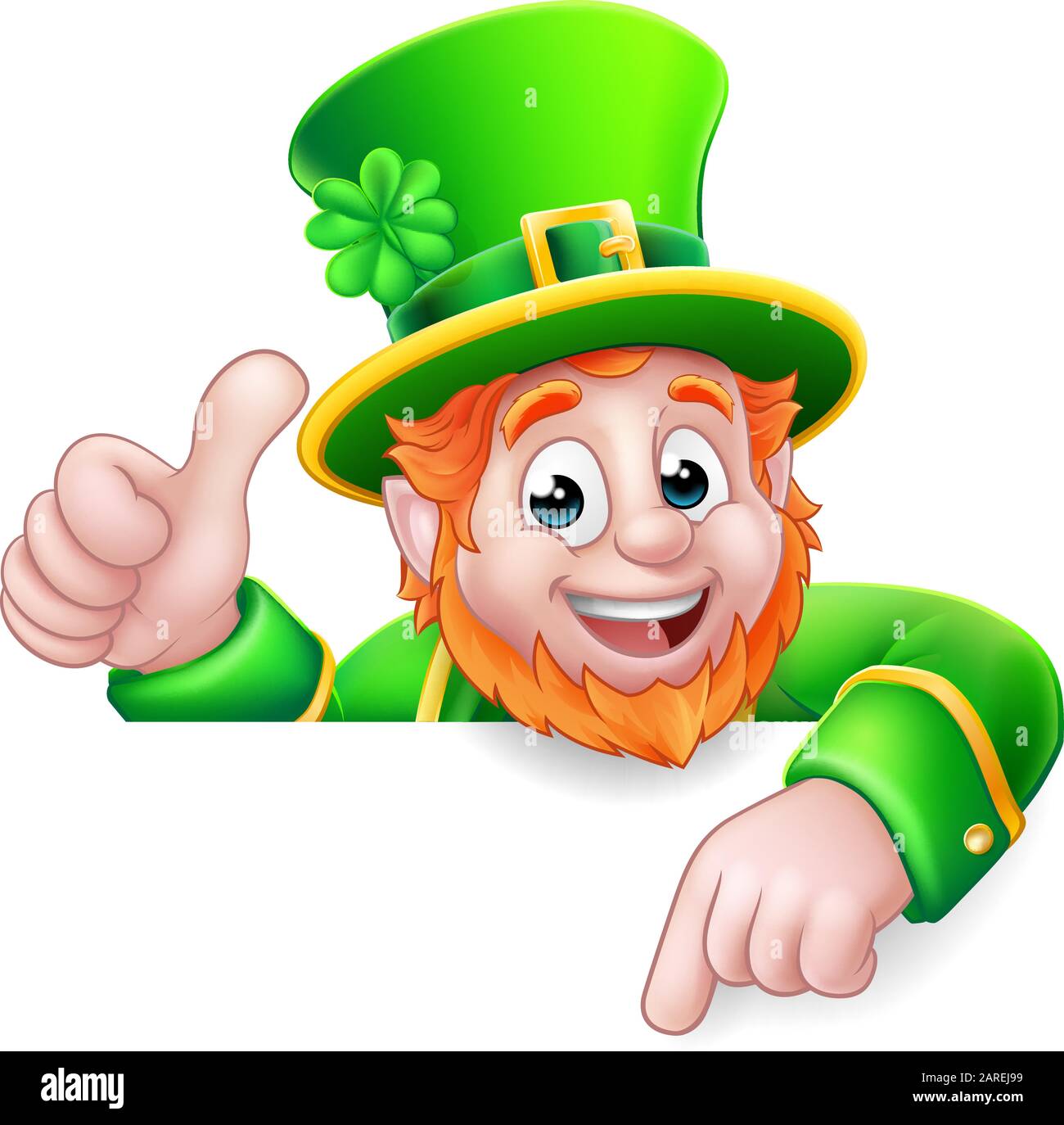Leprechaun St Patricks Day Cartoon Pointing Sign Stock Vector Image