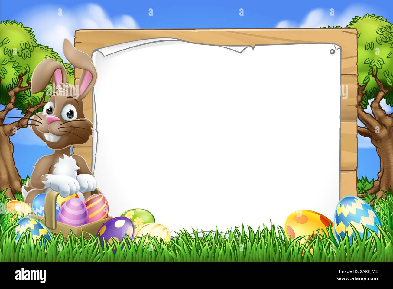 Easter Bunny Sign Eggs Basket Background Cartoon Stock Vector Image & Art - Alamy Easter Bunny Sign Eggs Basket Background Cartoon Stock Vector Image & Art - Alamy