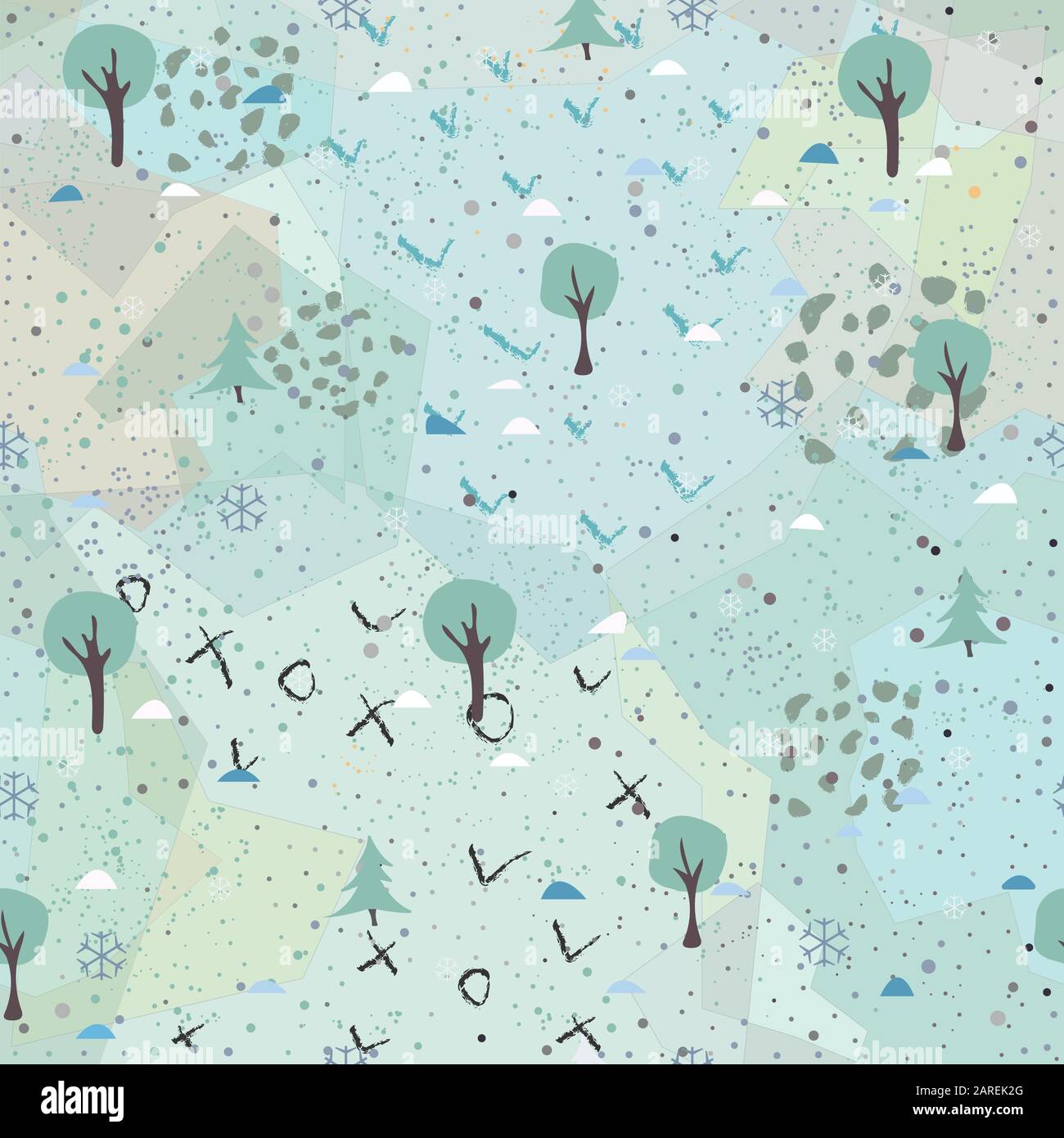 Tree Seamless Pattern on red background with dots. Vector Illustration ...