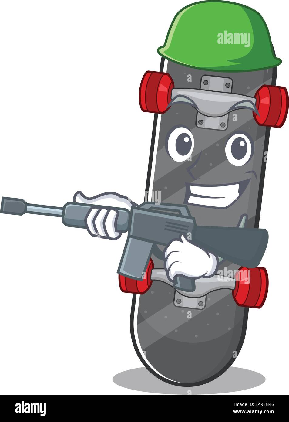 A cartoon design of skateboard Army with machine gun Stock Vector Image & Art Alamy