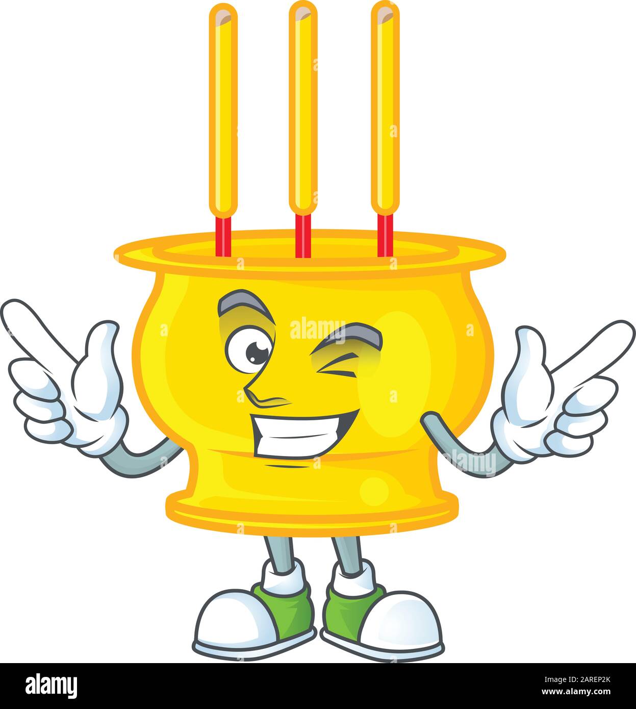 Funny face chinese gold incense cartoon character style with Wink eye ...