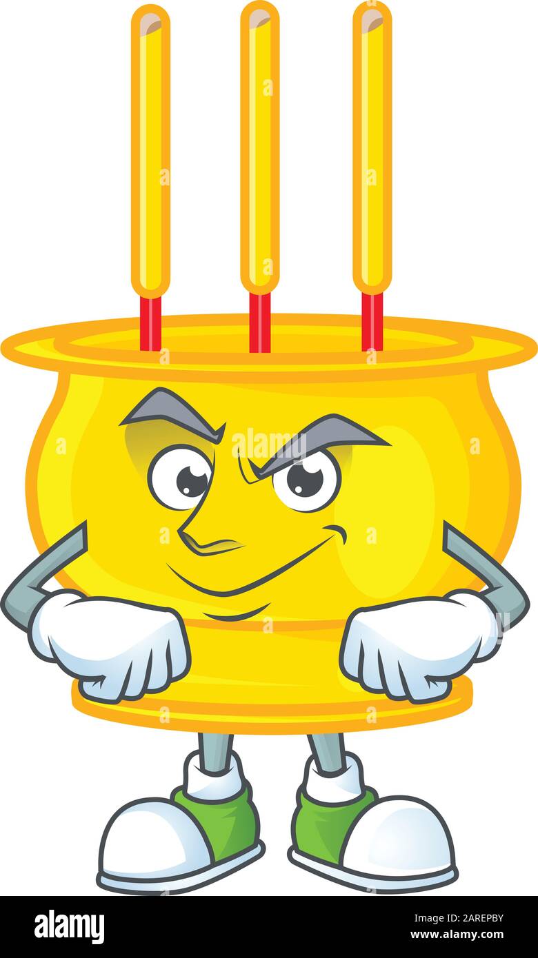 Chinese gold incense mascot cartoon character style with Smirking face ...