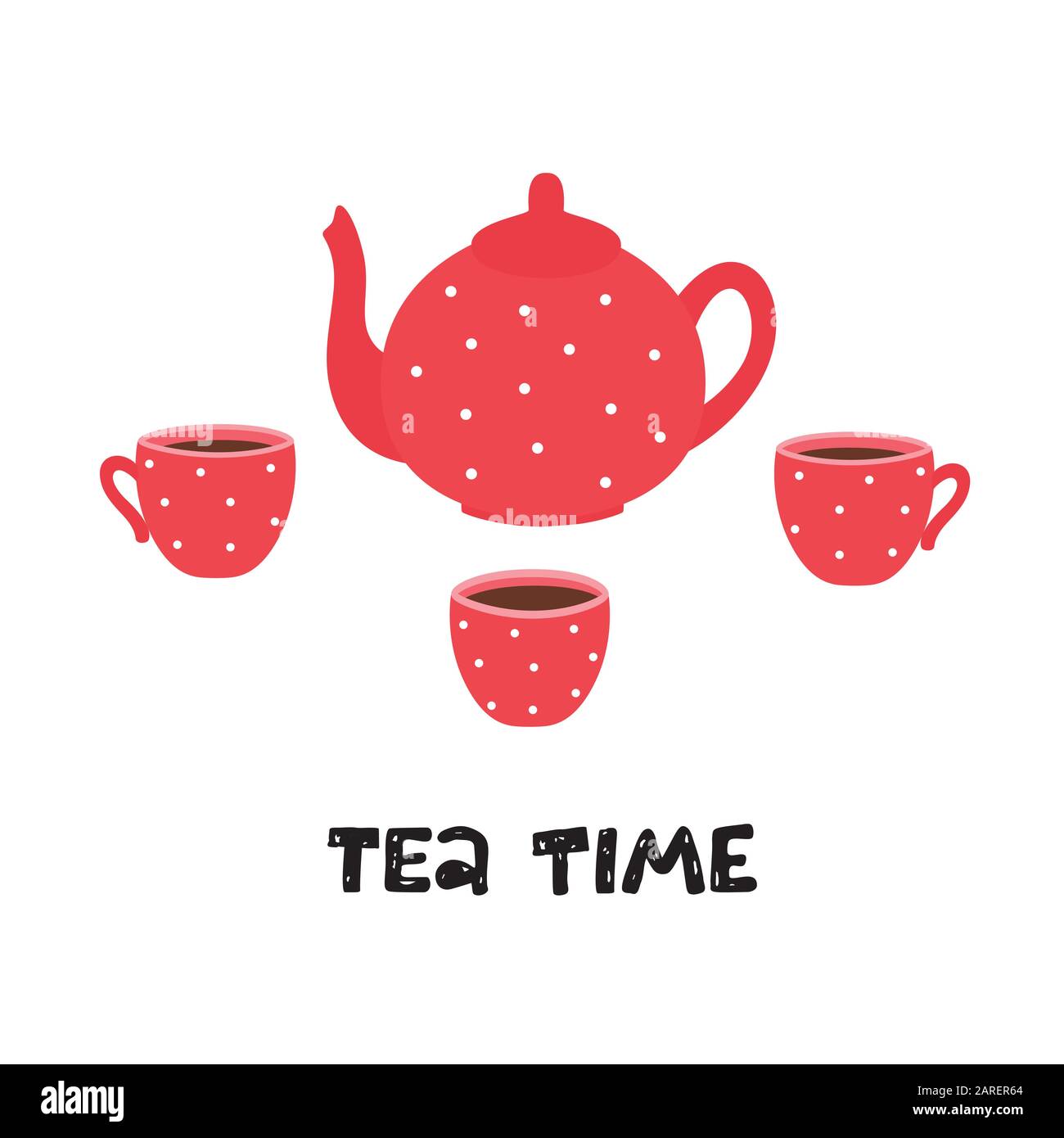 Tea time. Teapot and cups. Vector illustration Stock Vector Image & Art