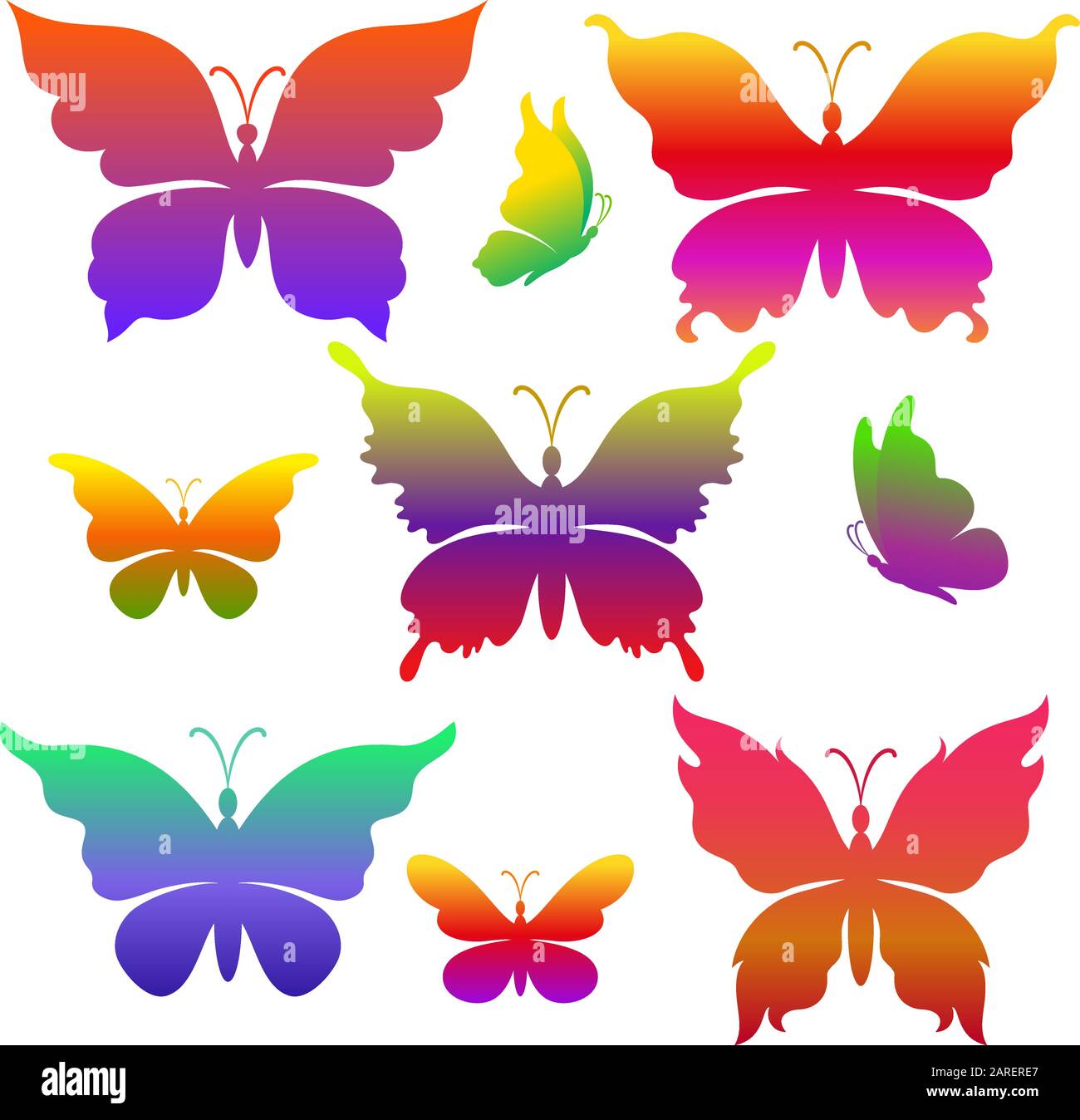 Butterflies Colorful Silhouettes Stock Vector