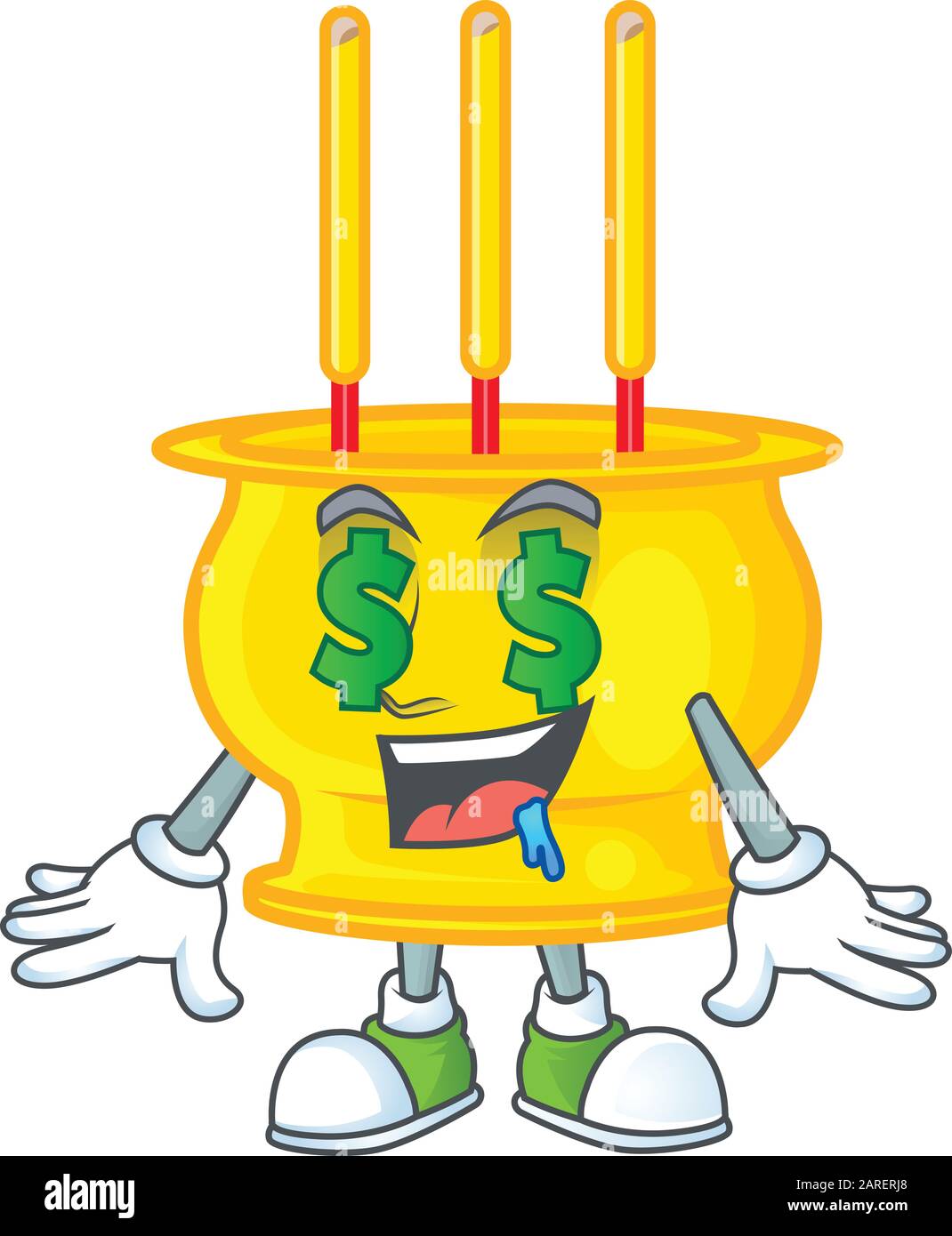 Happy rich chinese gold incense with Money eye cartoon character style ...