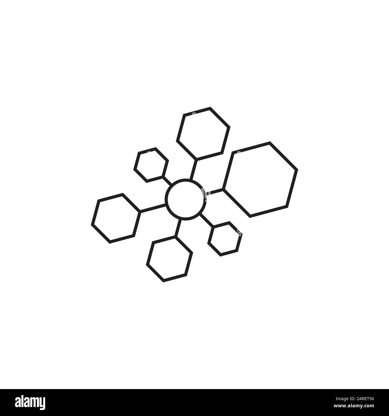 hexagonal linked connected line logo vector Stock Vector