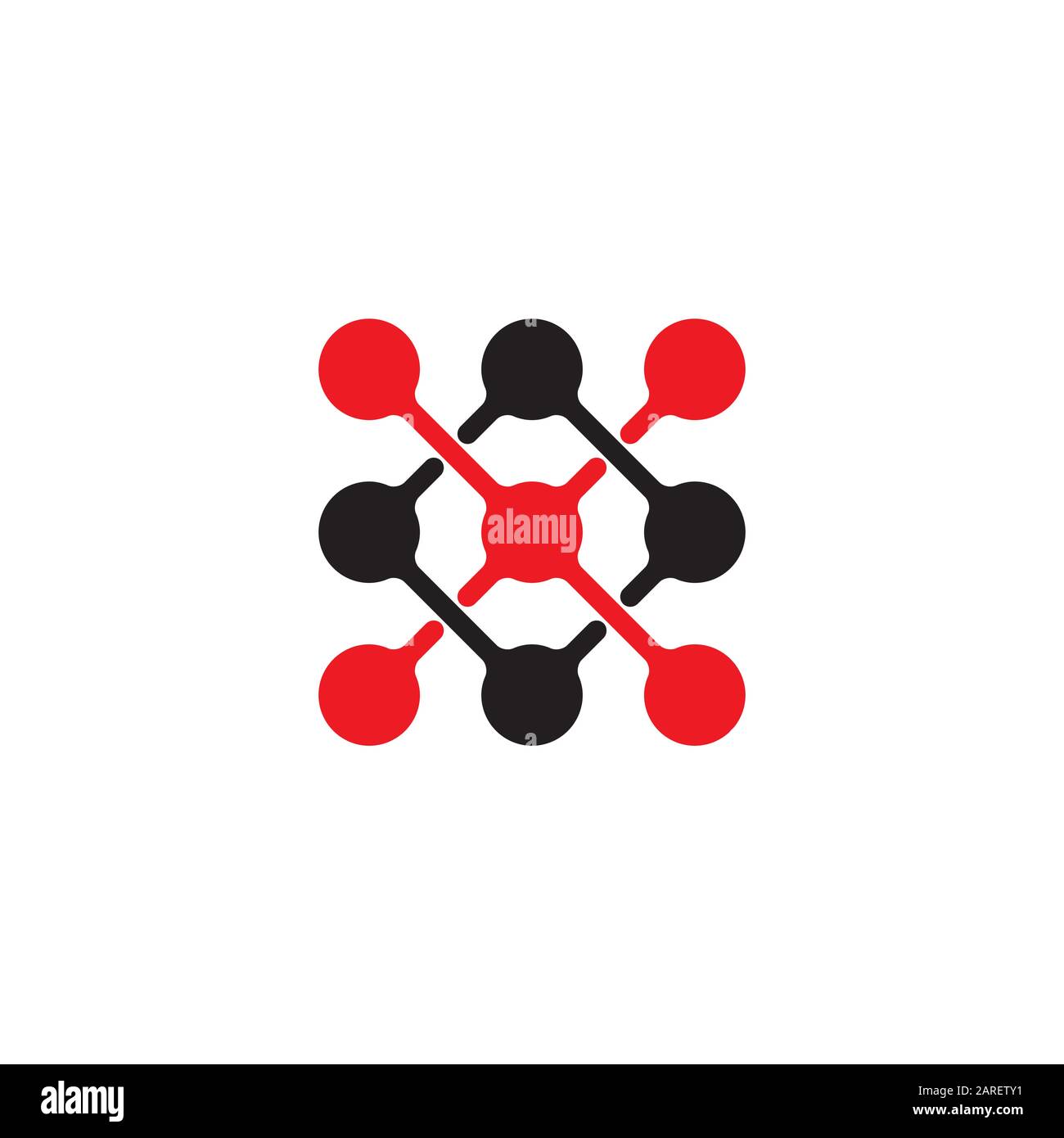 linked dots network overlapping logo vector Stock Vector
