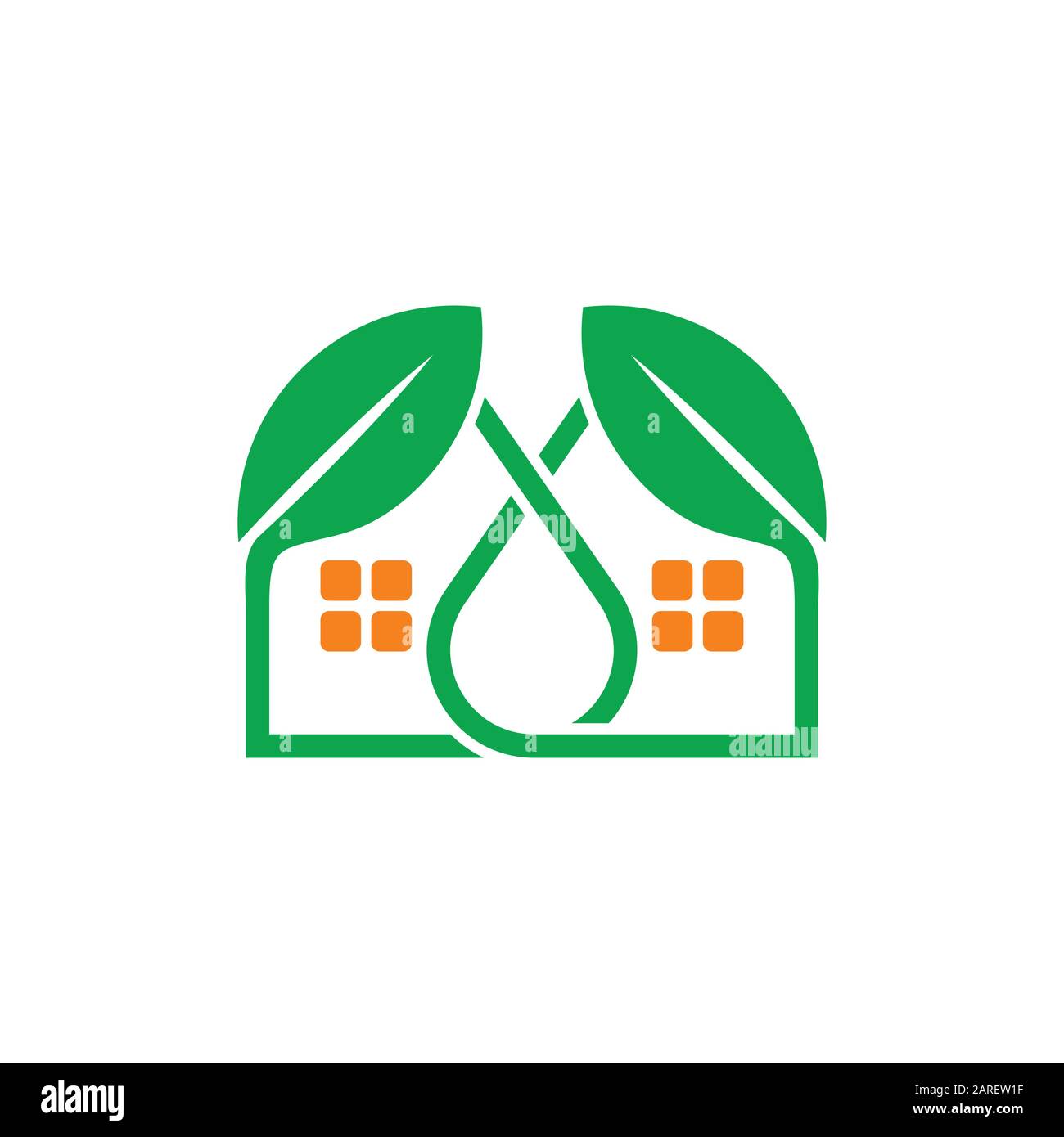 simple linked leaf home shape logo vector Stock Vector
