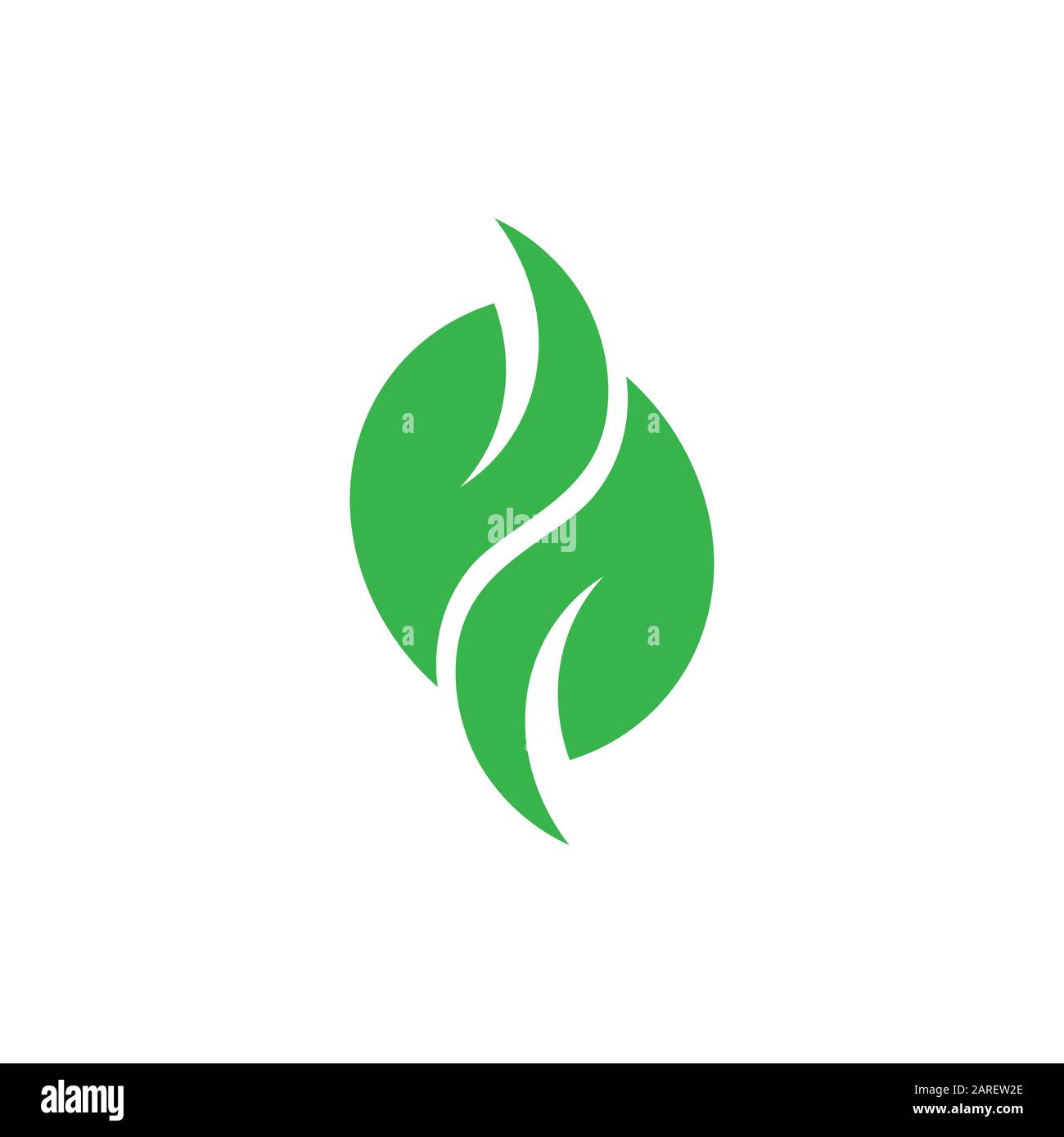 linked geometric leaf curves logo vector Stock Vector