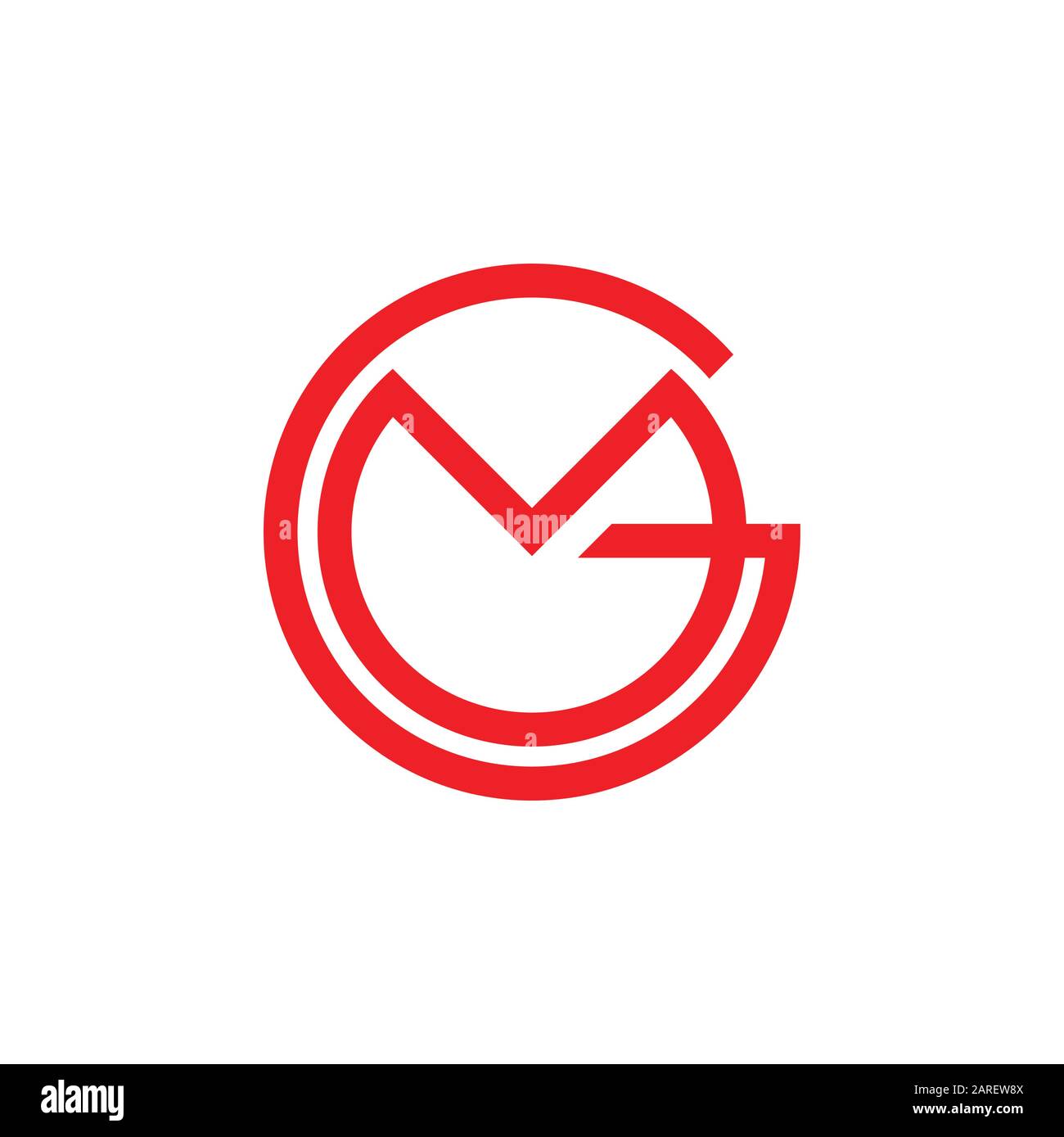 letters gm simple circle linked line logo vector Stock Vector