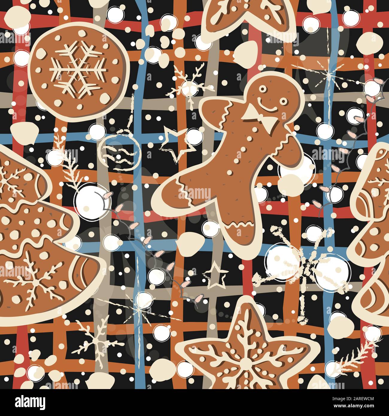 Gingerbread cookie seamless background. Creative Design. Vector ...