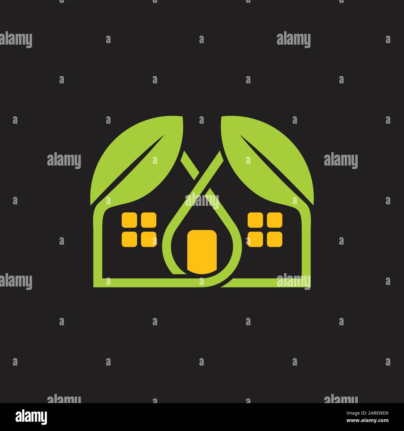 simple linked leaf home shape logo vector Stock Vector