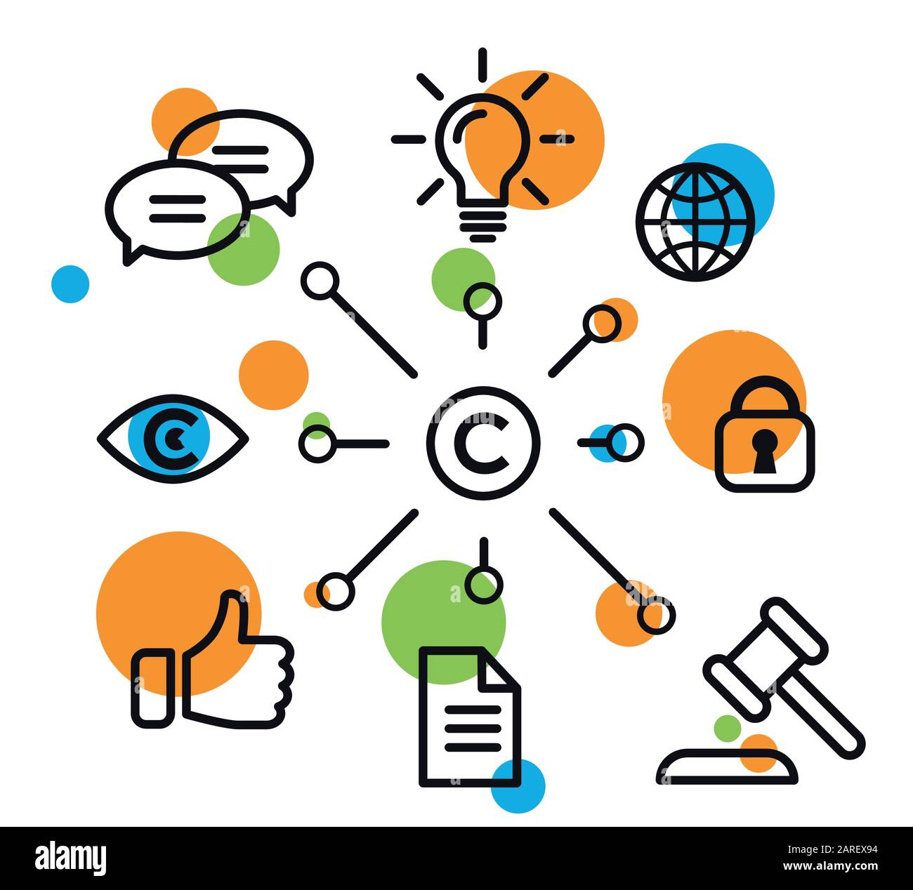 Vector illustration copyright vector icons Stock Vector