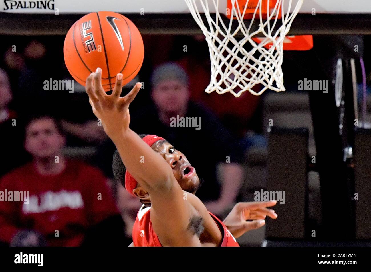Alabama Crimson Tide forward Javian Davis (0) gets the rebound against the Vanderbilt Commodores during the first half of an NCAA SEC basketball game at Memorial Gym. Wednesday, Jan 22, 2020, in Nashville. Alabama defeated Vanderbilt 77-62. (Photo by IOS/ESPA-Images) Stock Photo