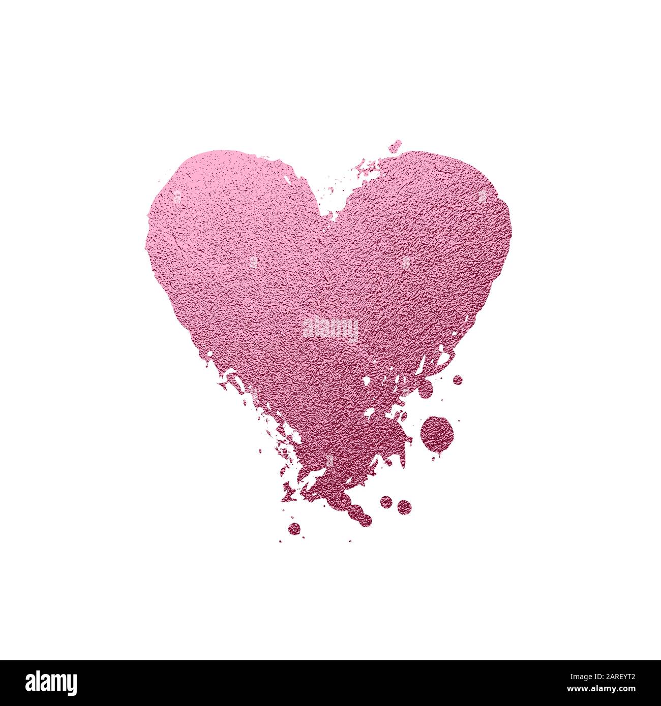 Rose gold glitter Heart icon for luxury Valentine, wedding greeting card, isolated on white ...