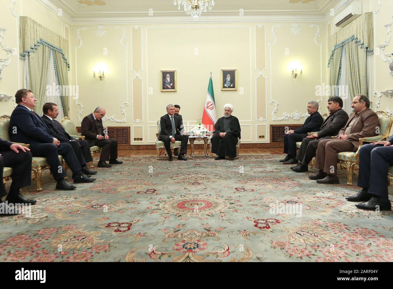 January 27 Tehran Iran A Handout Photo Made Available By The Presidential Office Shows Iranian President Hassan Rouhani R Talks To The Chairman Of Russian State Duma Vyacheslav Volodin L At January 27 Tehran Iran A Handout Photo Made Available By The Presidential Office Shows Iranian President Hassan Rouhani R Talks To The Chairman Of Russian State Duma Vyacheslav Volodin L At