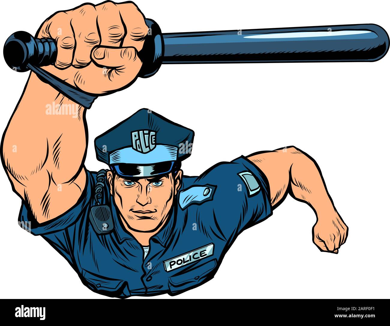 Police officer with a baton Stock Vector