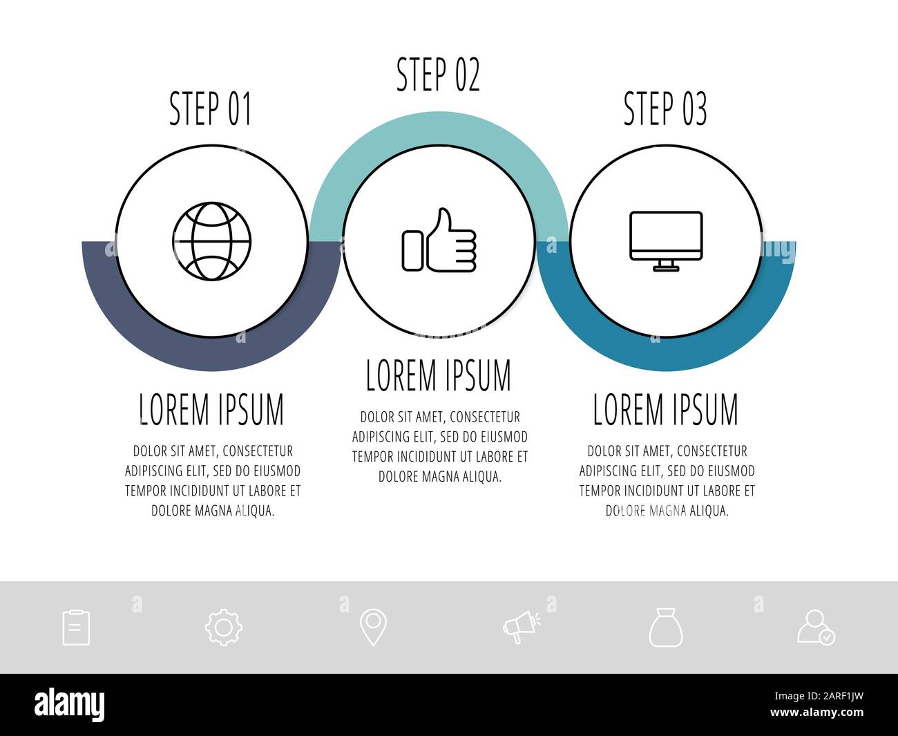 Vector flat template circle infographics. Business concept with 3 ...