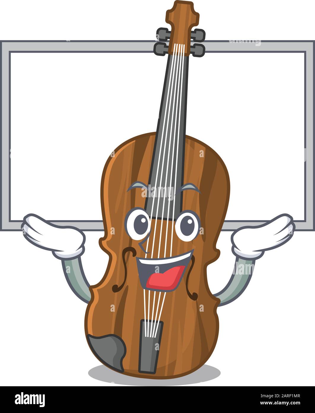 A mascot picture of violin raised up board Stock Vector