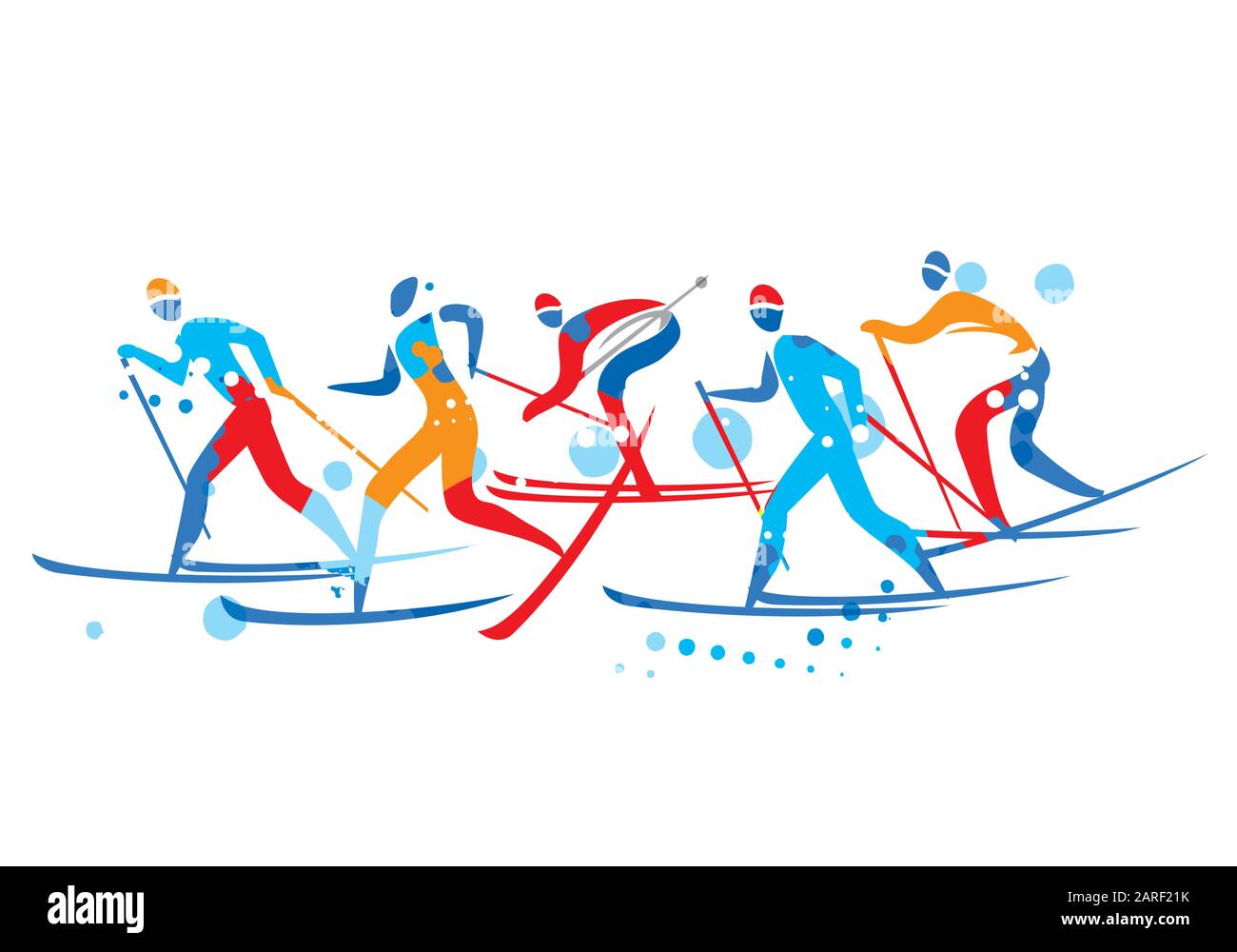 Cross country Ski Race.Isolated on white background. Vector available