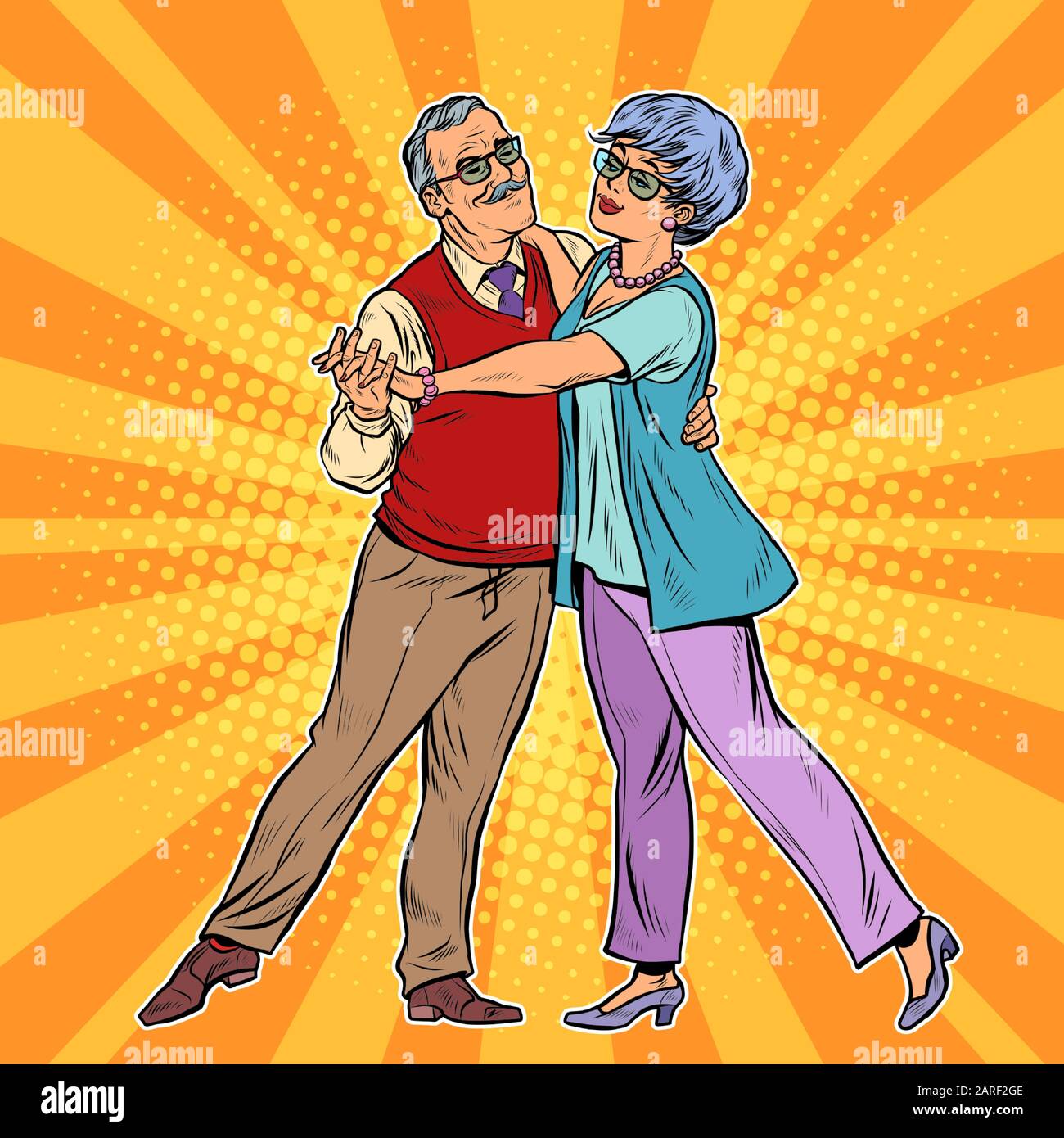 Elderly couple dancing Stock Vector