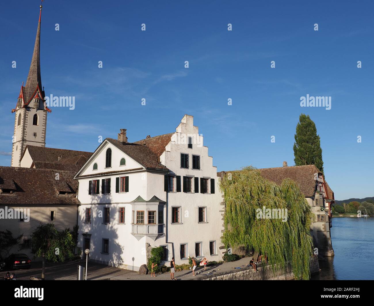Famous St. Abbey in STEIN am RHEIN town, SWITZERLAND Stock