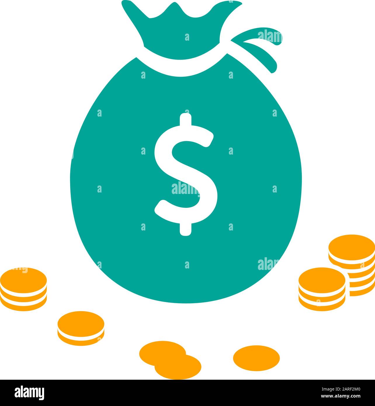 Money bag flat icon vector pictogram isolated, black and white sack ...