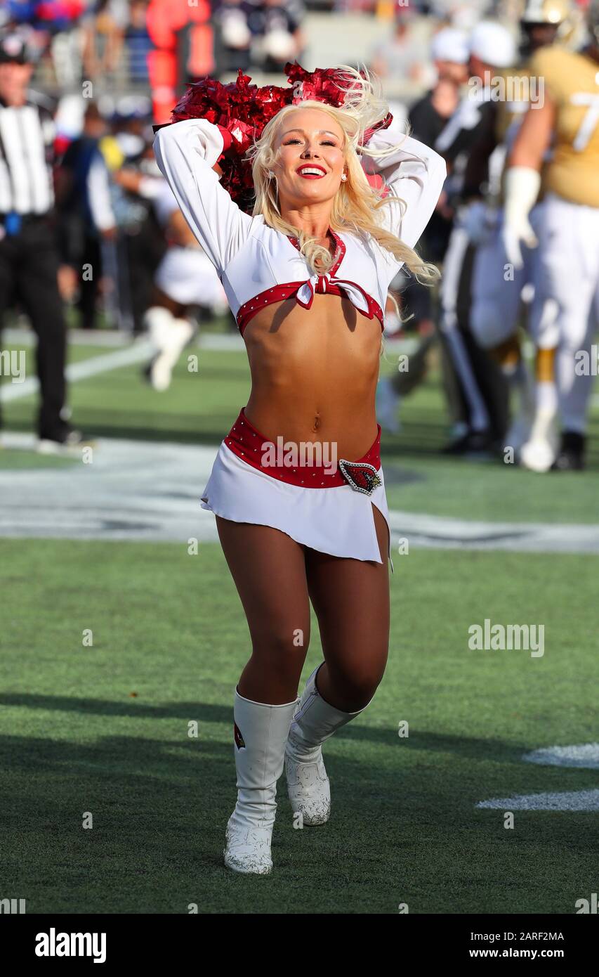 An Arizona Cardinals and NFC cheerleader performs during the Pro Bowl, Sunday, Jan. 26, 2020, at Camping World Stadium in  Orlando, Florida. (Photo by IOS/ESPA-Images) Stock Photo