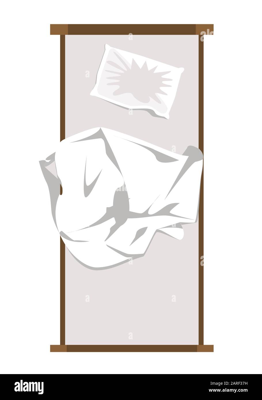 Unmade messy bed with wrinkled pillow and sheet from above. Vector  illustration Stock Vector Image \u0026 Art - Alamy, image size:910x1390