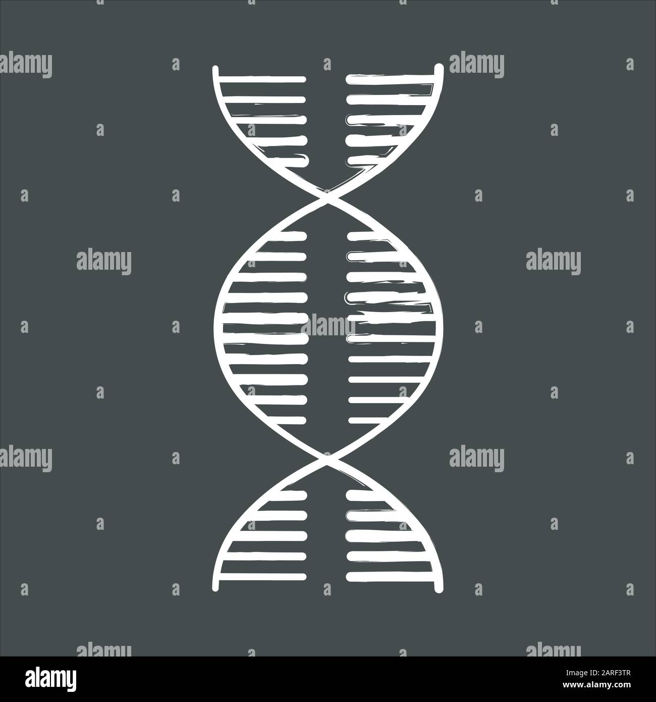 DNA spiral chalk icon. Deoxyribonucleic, nucleic acid helix. Spiraling strands. Chromosome. Molecular biology. Genetic code. Genome. Genetics. Medicin Stock Vector