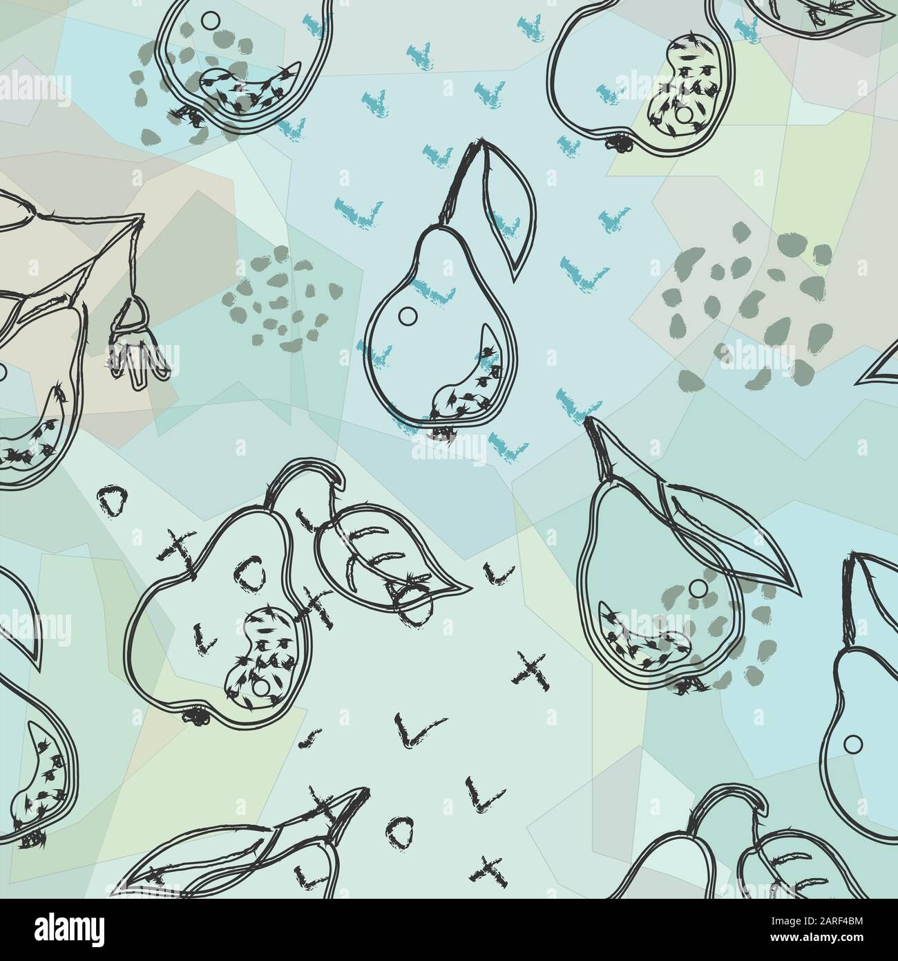 Seamless Pattern with Cute Hand Drawn Pears. Scandinavian Style. Stock Vector