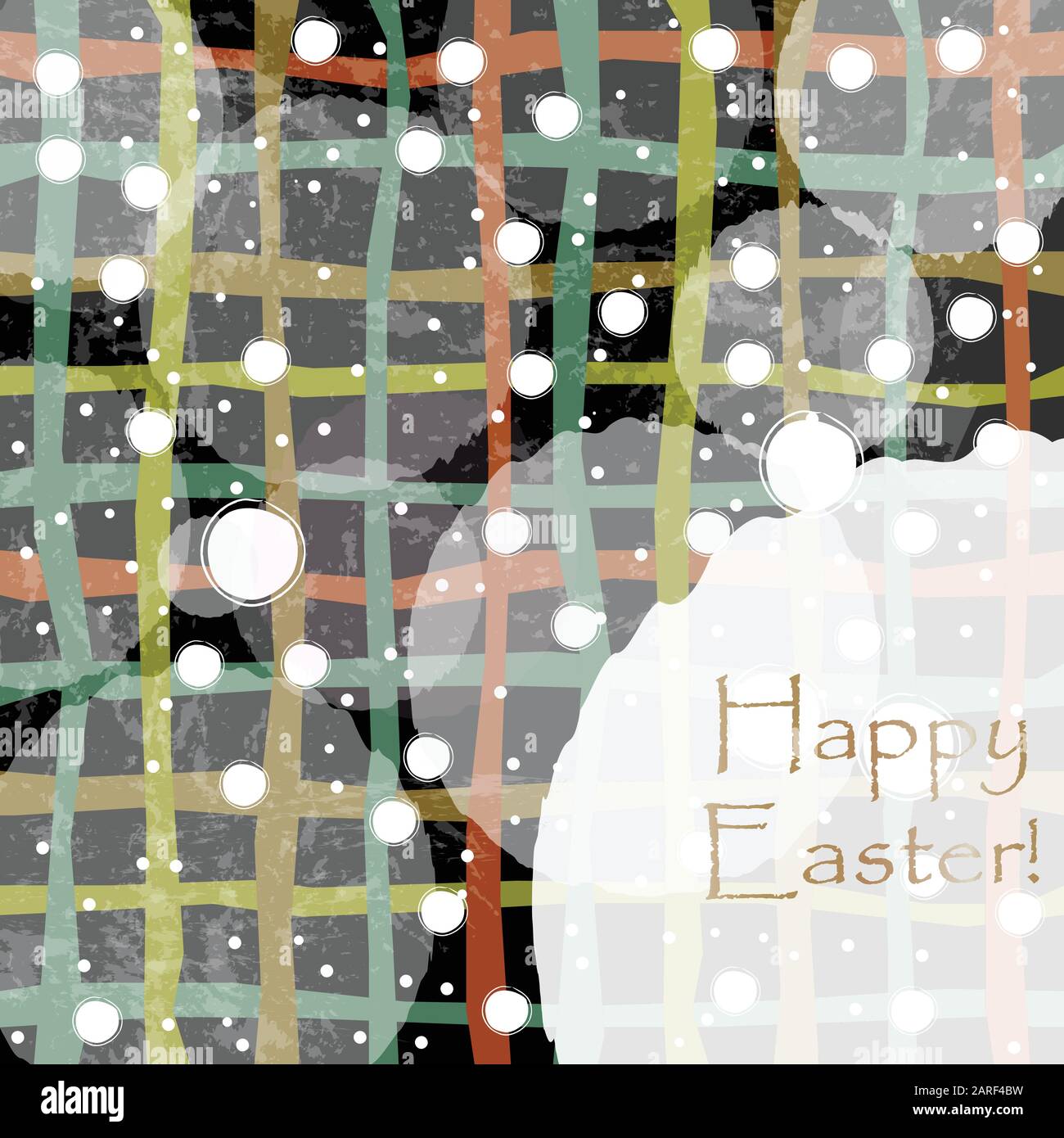 Happy Easter Greeting Card with golden message. Happy Easter Theme. Vector Illustration. Stock Vector
