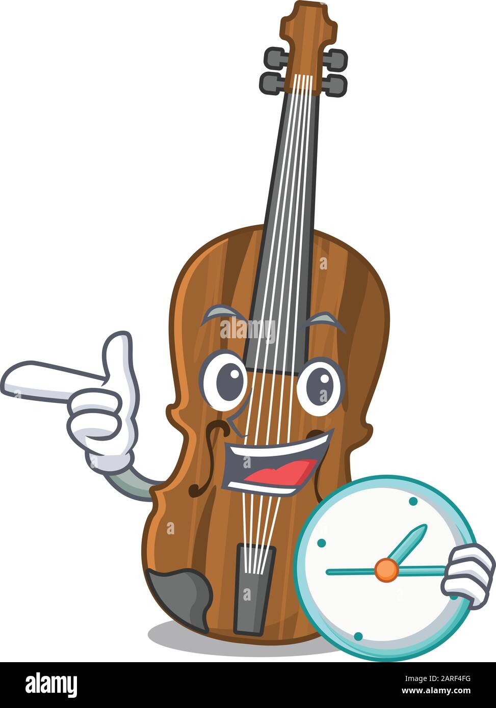cartoon character style violin the having clock Stock Vector