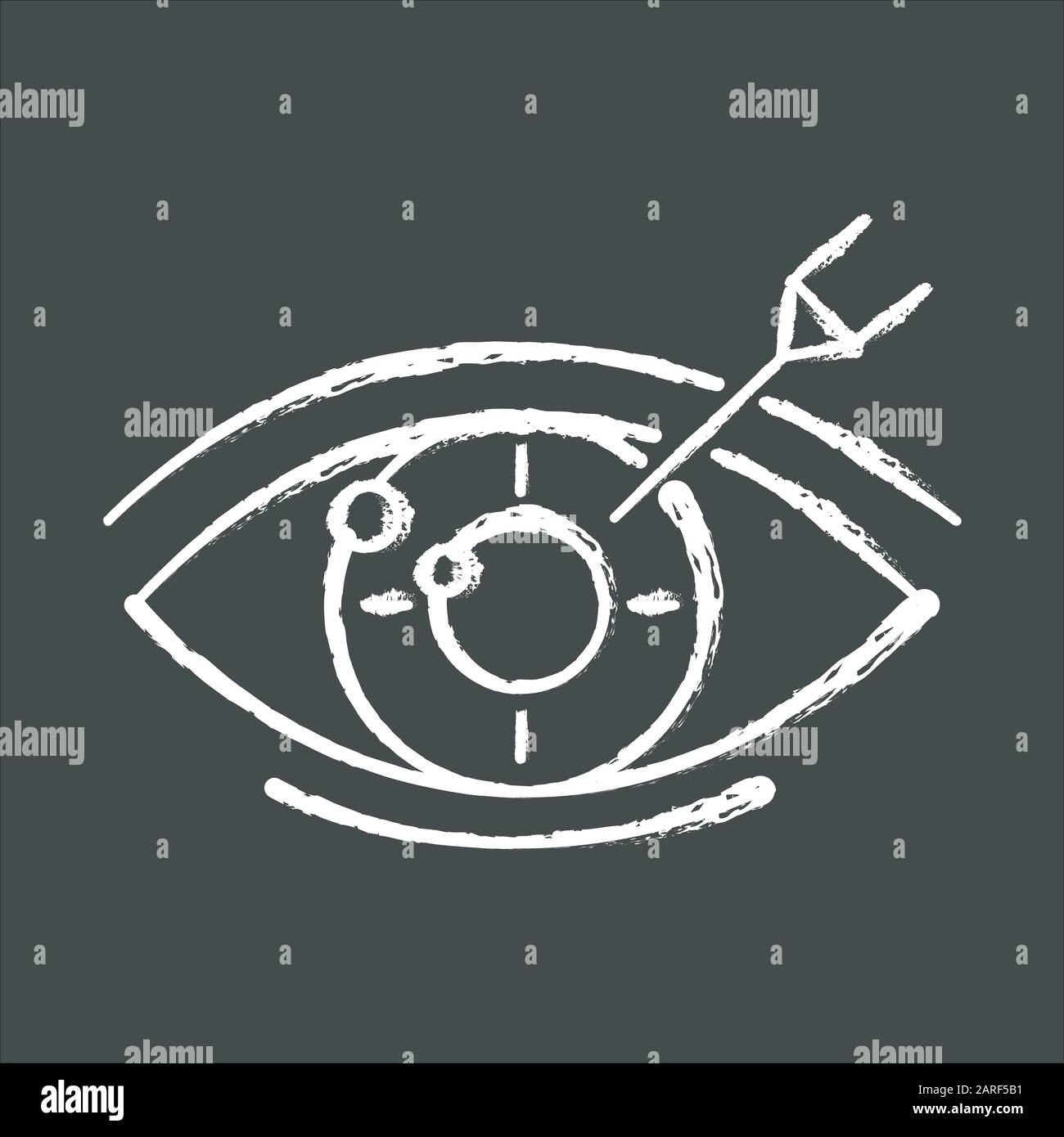 Vision correction chalk icon. Medical surgical procedure. Health care. Astigmatism treatment. Ophthalmology. Laser operation. Eye disorder recovery. I Stock Vector