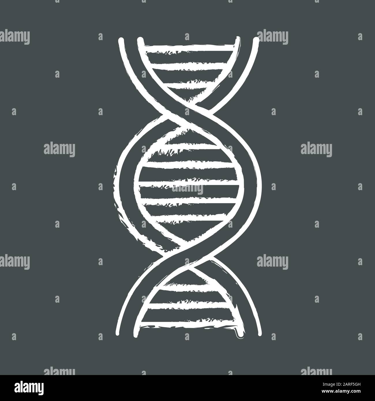 DNA helix chalk icon. Deoxyribonucleic, nucleic acid structure. Spiraling strands. Chromosome. Molecular biology. Genetic code. Genome. Genetics. Medi Stock Vector