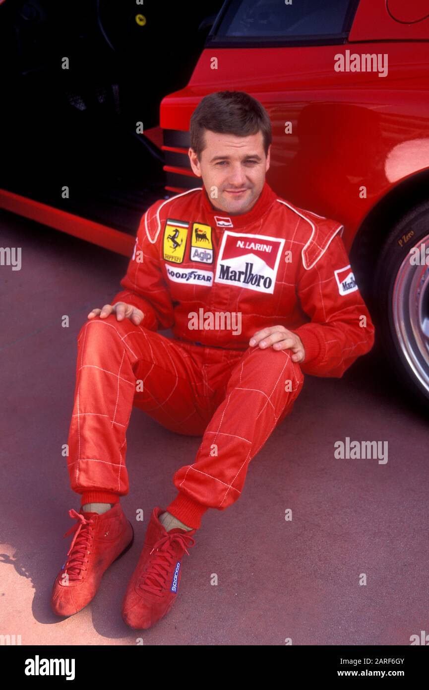 Nicola Larini testing a Ferrari F512M om the road near Modena Italy