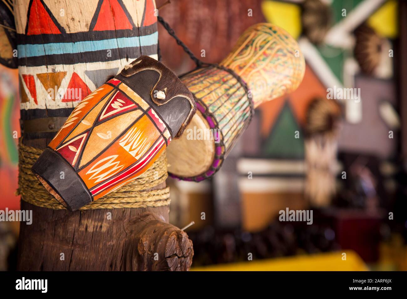 Traditional handmade drums for sale at Lesedi Cultural Village, South Africa Stock Photo Alamy