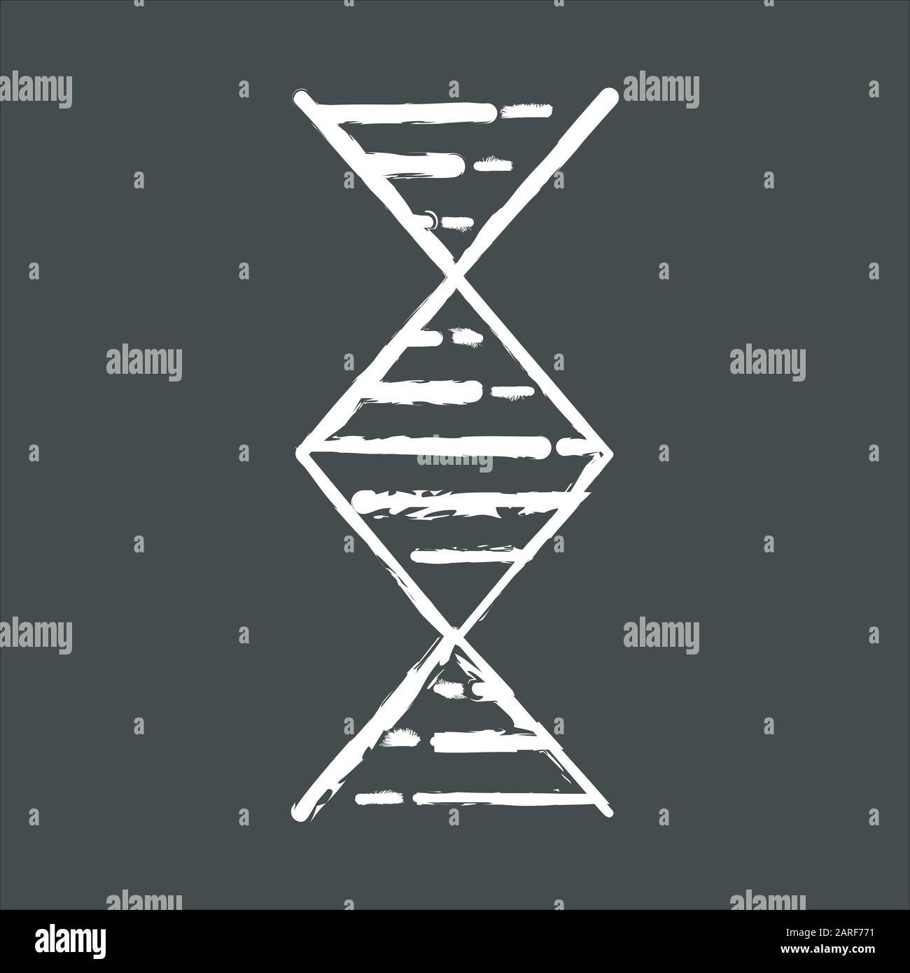Diamond-shaped DNA helix chalk icon. Deoxyribonucleic, nucleic acid structure. Spiraling strand. Chromosome. Molecular biology. Genetic code. Genome. Stock Vector