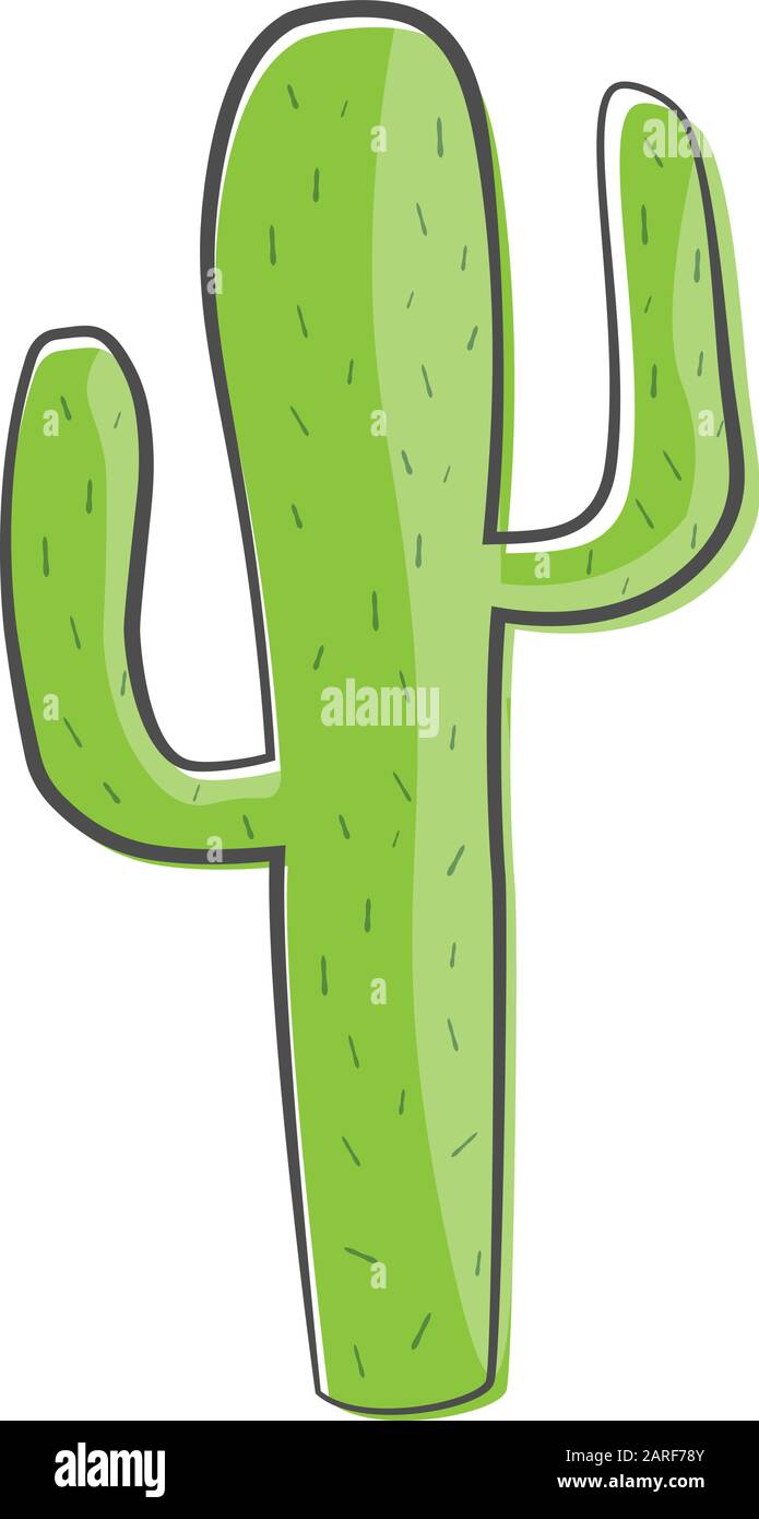 large green mexican saguaro cactus cartoon vector illustration Stock Vector