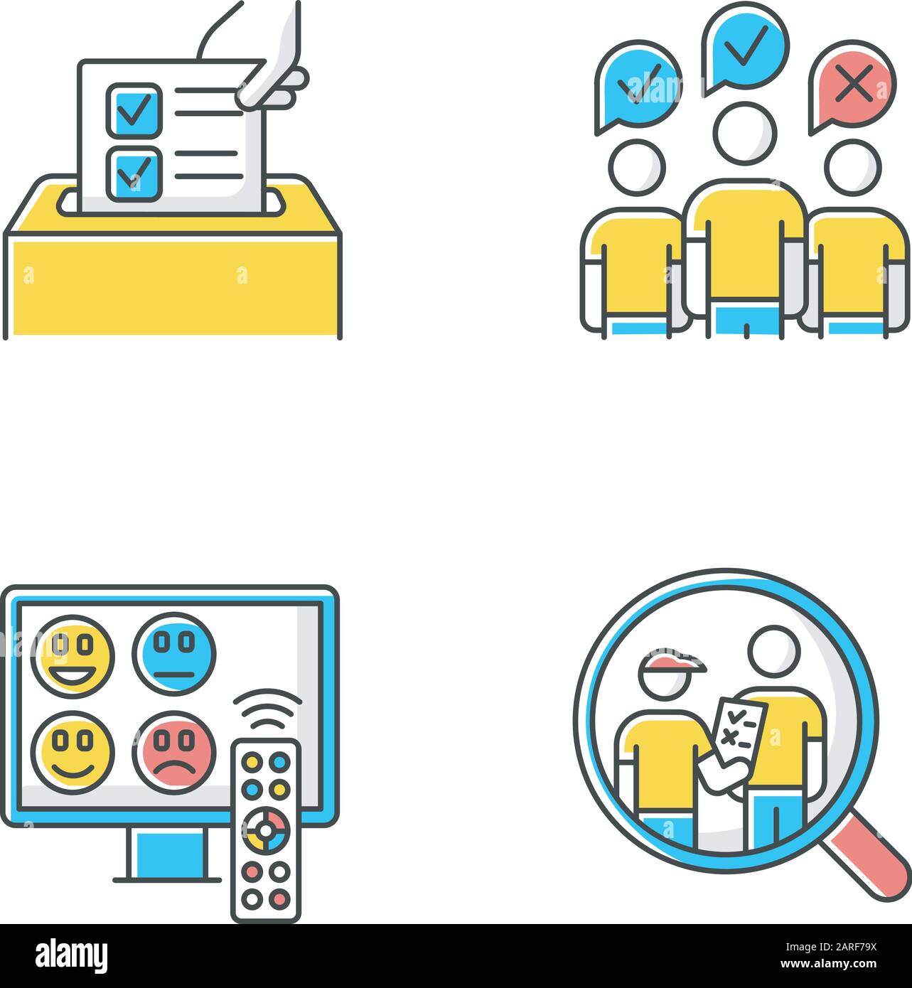 Survey methods color icons set. Anonymous poll, TV channel rating. Focus  group. Interview. Public opinion. Customer review. Feedback. Data  collection Stock Vector Image & Art - Alamy