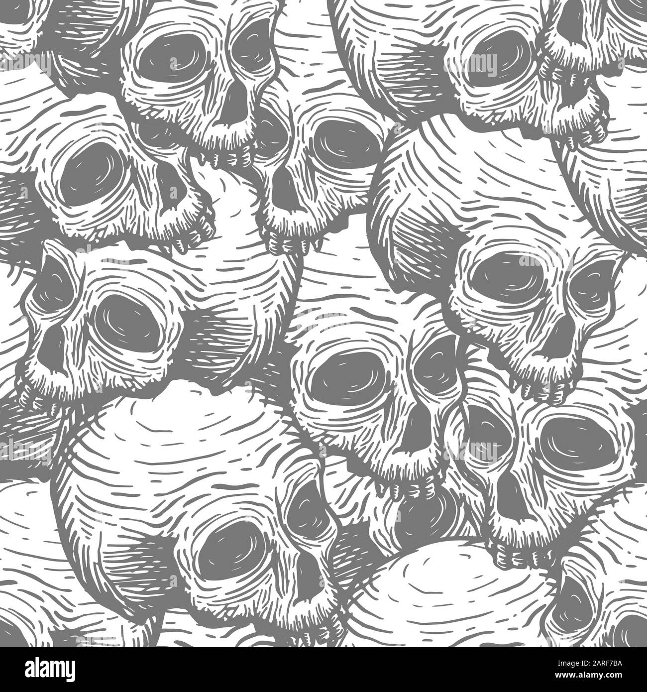 Seamless pattern with skulls. Vector hand drawing illustration Stock