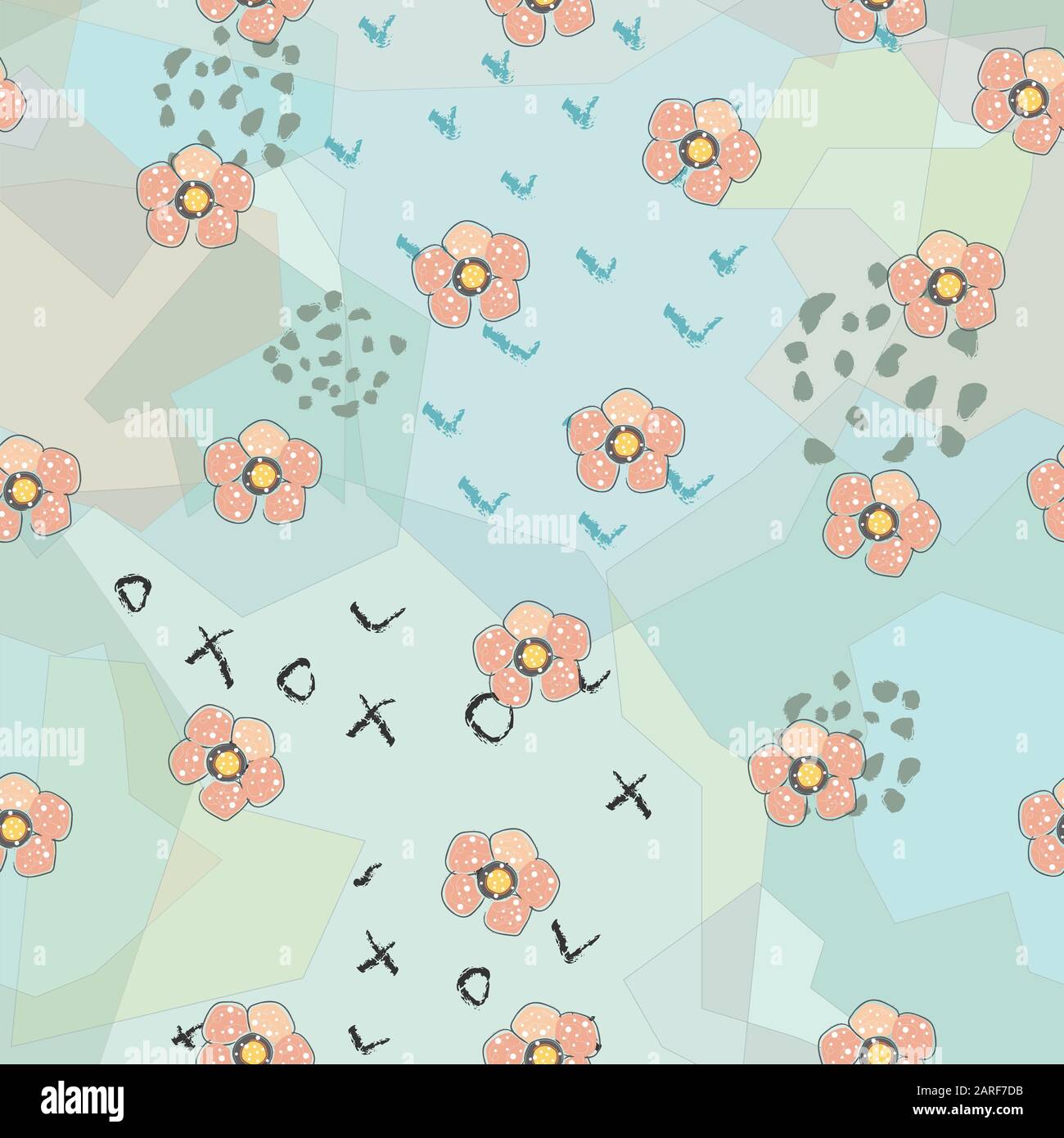Seamless Pattern with Cute Flowers. Hand Drawn Scandinavian Style ...